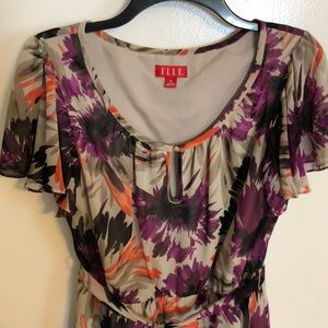 Elle Flutter Sleeve Key-hole Multicolor Dress